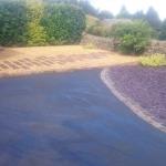 tarmac driveway, front garden with granite and artificial sleepers
