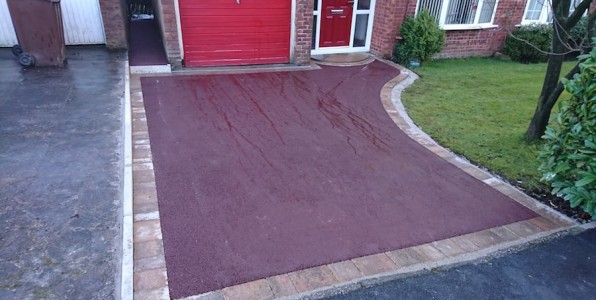 red tarmac driveway installed