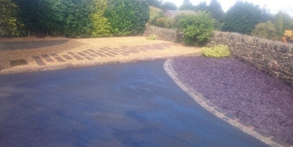 driveway, granite flooring and artificial sleepers footpath