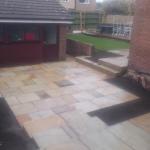 garden patio in worsthorne with shed
