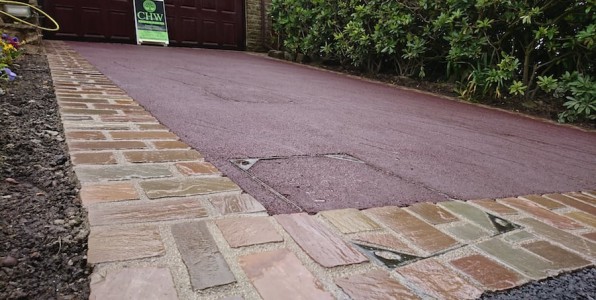 foulridge red driveway installation angle from left corner