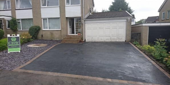 driveway, black tarmac after work commenced
