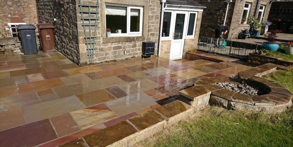 rear garden indian stone patio trawden 3