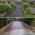 red tarmac drive after with indian stone flags before and after