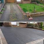 Black Tarmac Driveway with stone steps before and after