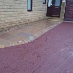 red tarmac drive after with paving to front door