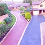 red and black tarmac drive indian stone border 